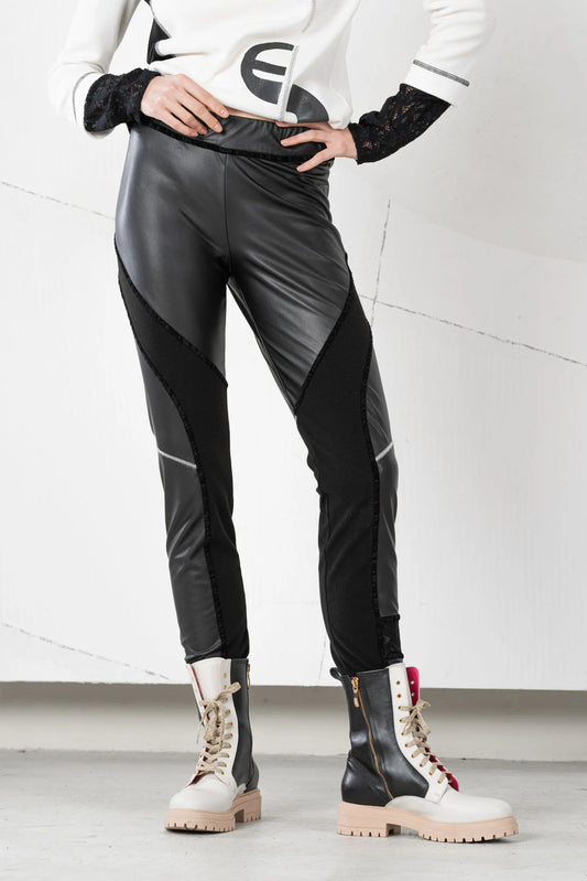 Elisa Cavaletti Black Faux Leather Leggings