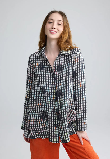 Luukaa Neon Black Print Linen Shirt
