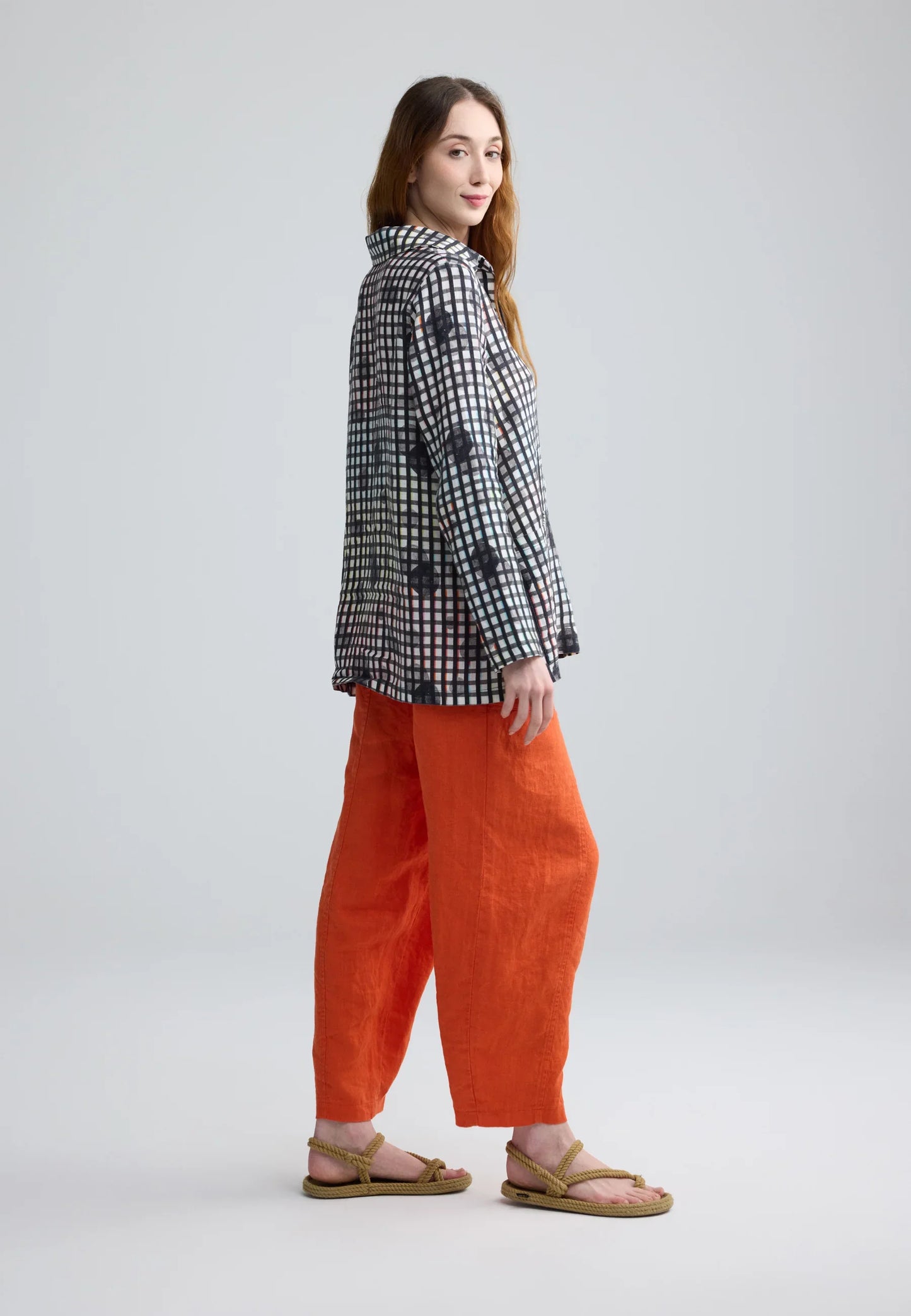 Luukaa Neon Black Print Linen Shirt