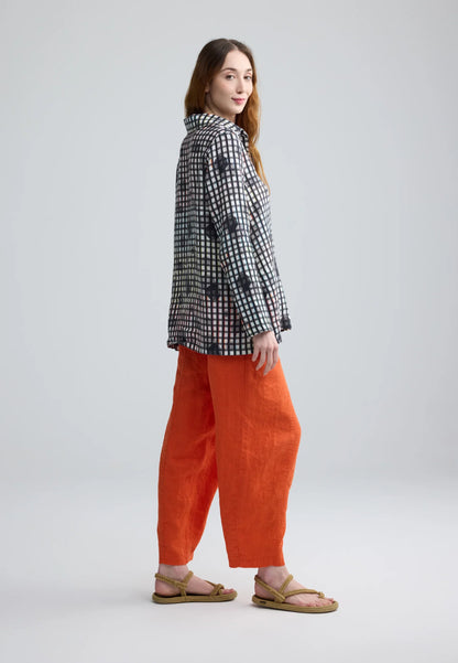 Luukaa Neon Black Print Linen Shirt