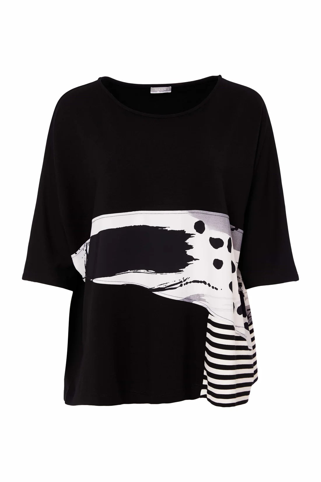 NAYA Round Neck Top with Abstract Print