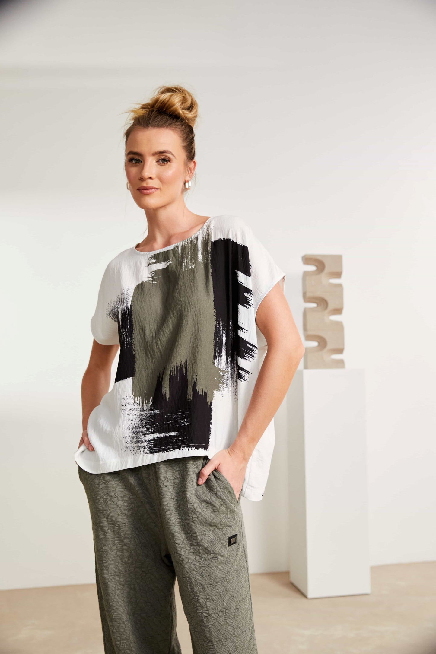 Naya Top (White & Army)
