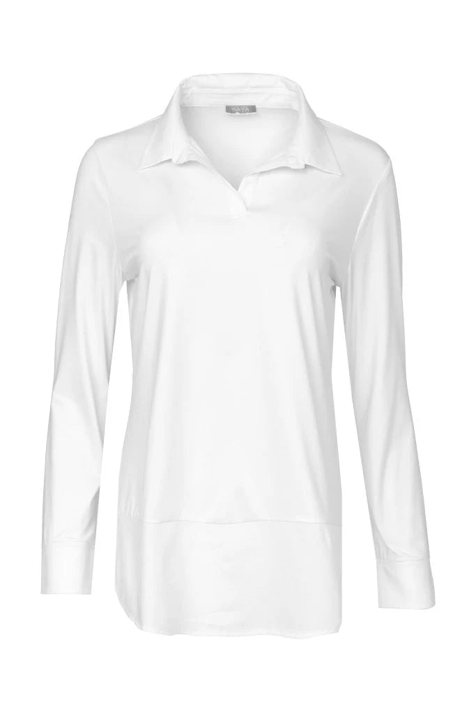 NAYA Stretch Jersey Top With Scalloped Bottom