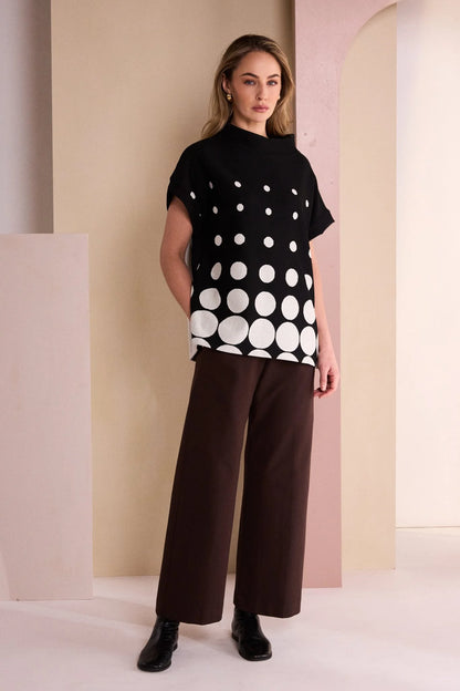 Naya Spot Border Print High Neck Top