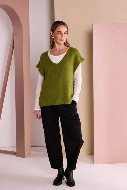 Naya V Neck Vest Avocado