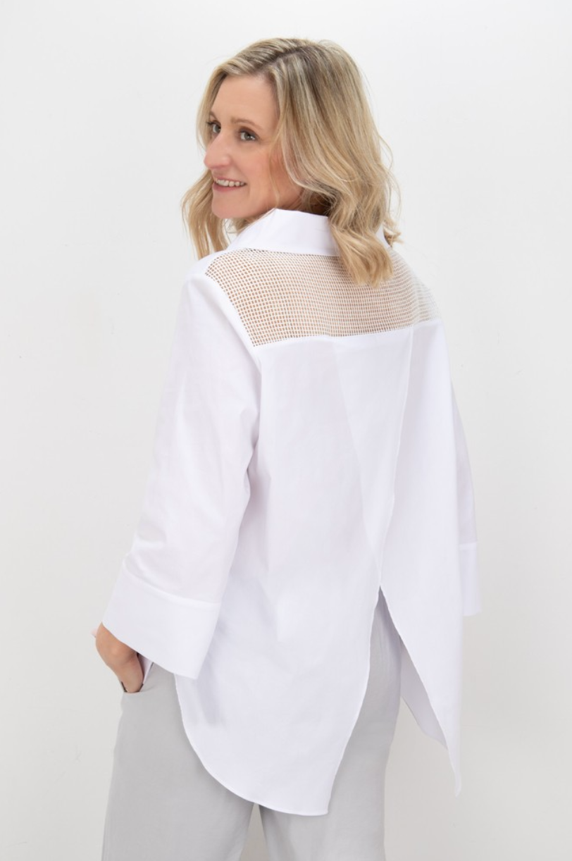 NAYA Open Back Shirt With Mesh Panel