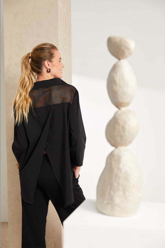 NAYA Open Back Shirt With Mesh Panel