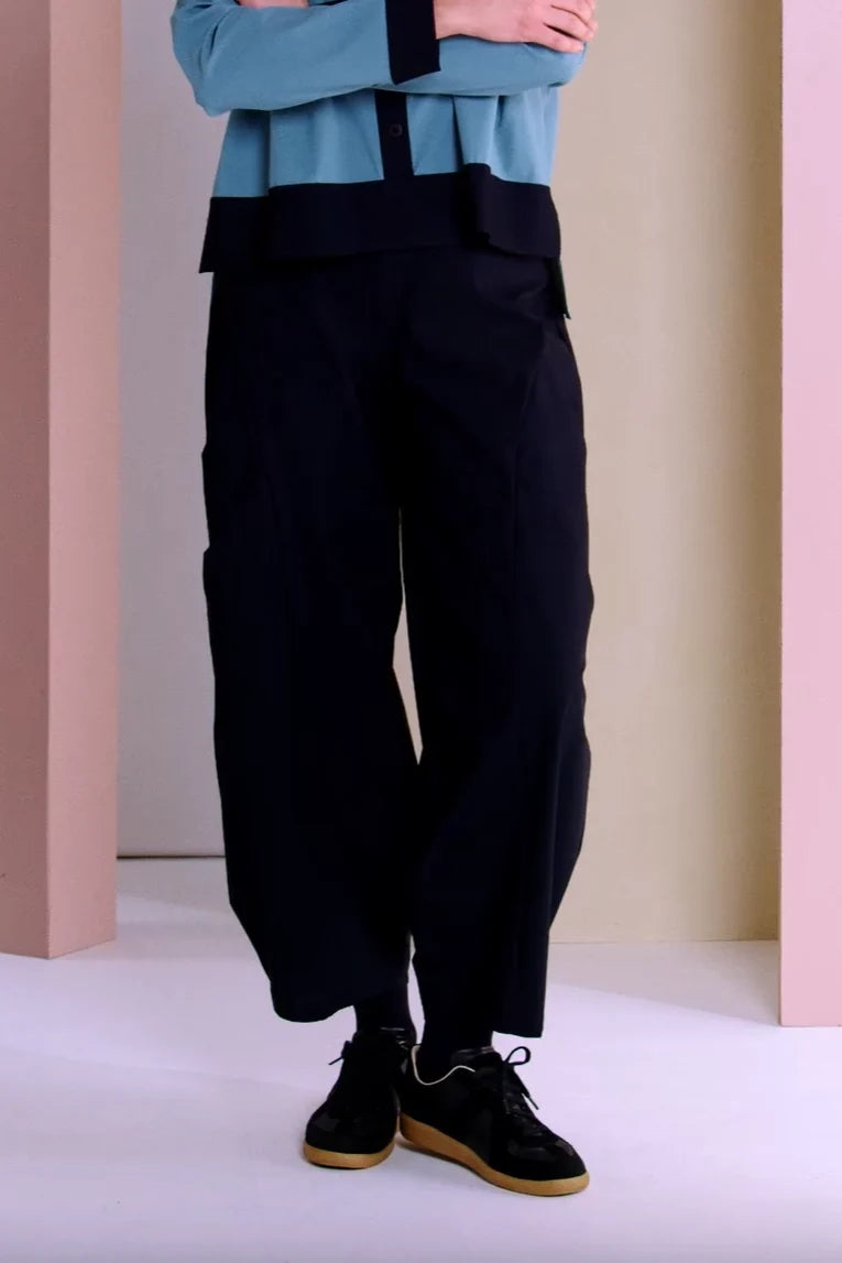 Naya Black Barrel Leg Travel Pant