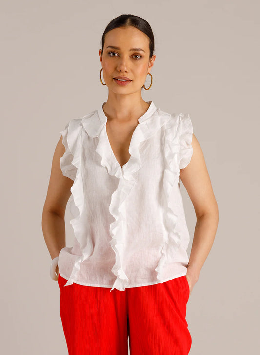 Yest White Linen Top