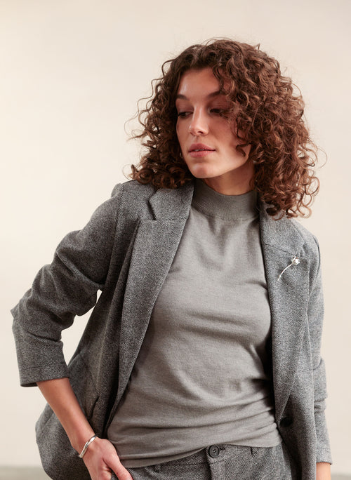 Yest Berta Essential Blazer - Dark Grey/Multi