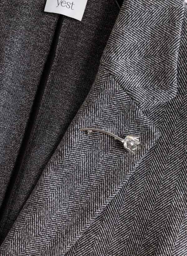Yest Berta Essential Blazer - Dark Grey/Multi