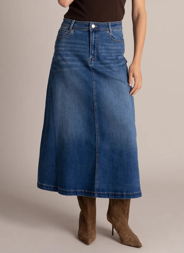 Yest Chloe Essential Skirt - Dark Stone Wash Denim
