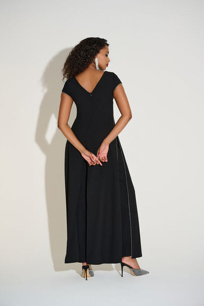 Joseph Ribkoff Woven Wide Leg Jumpsuit with Rhinestone Detail