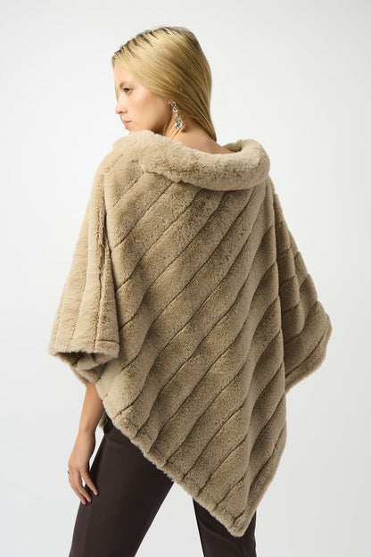 Joseph Ribkoff Faux Fur Textured Striped Poncho