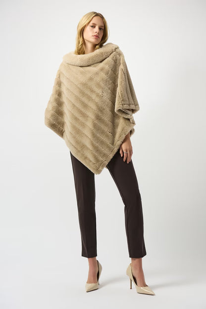 Joseph Ribkoff Faux Fur Textured Striped Poncho