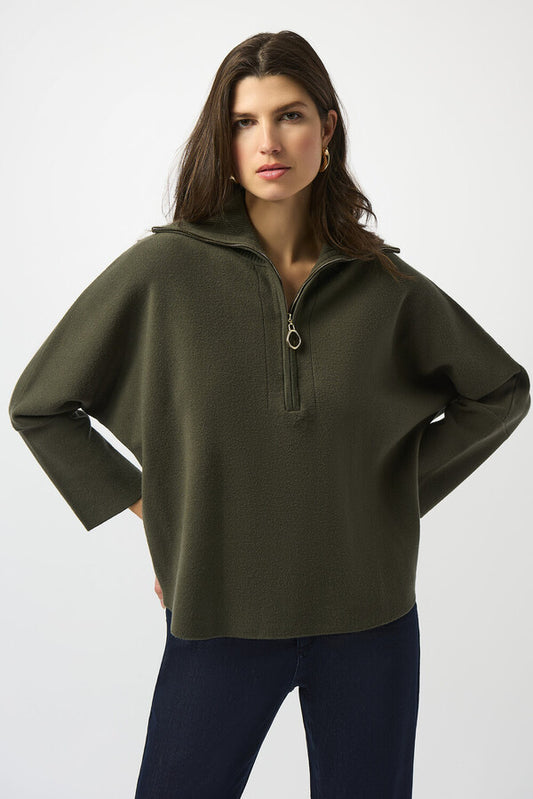 Joseph Ribkoff Hooded Zipper Relaxed Fit Top