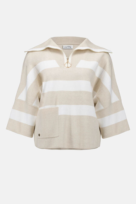 Joseph Ribkoff Striped Casual Zipper Top