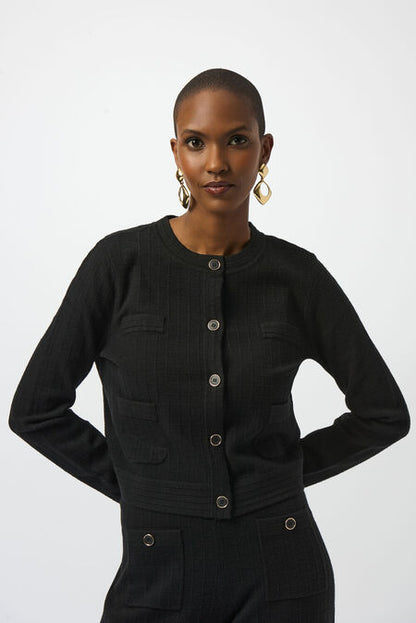 Joseph Ribkoff Striped Long-sleeve Crew Neck Cover Up