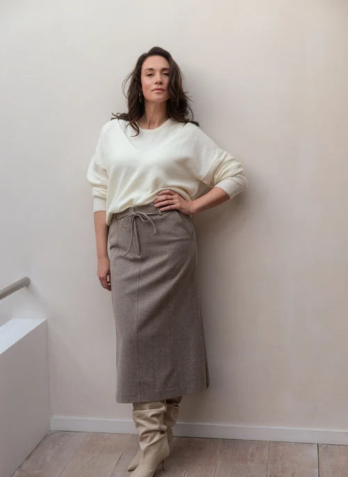 Yest Solina Skirt - Grey Olive/Multi