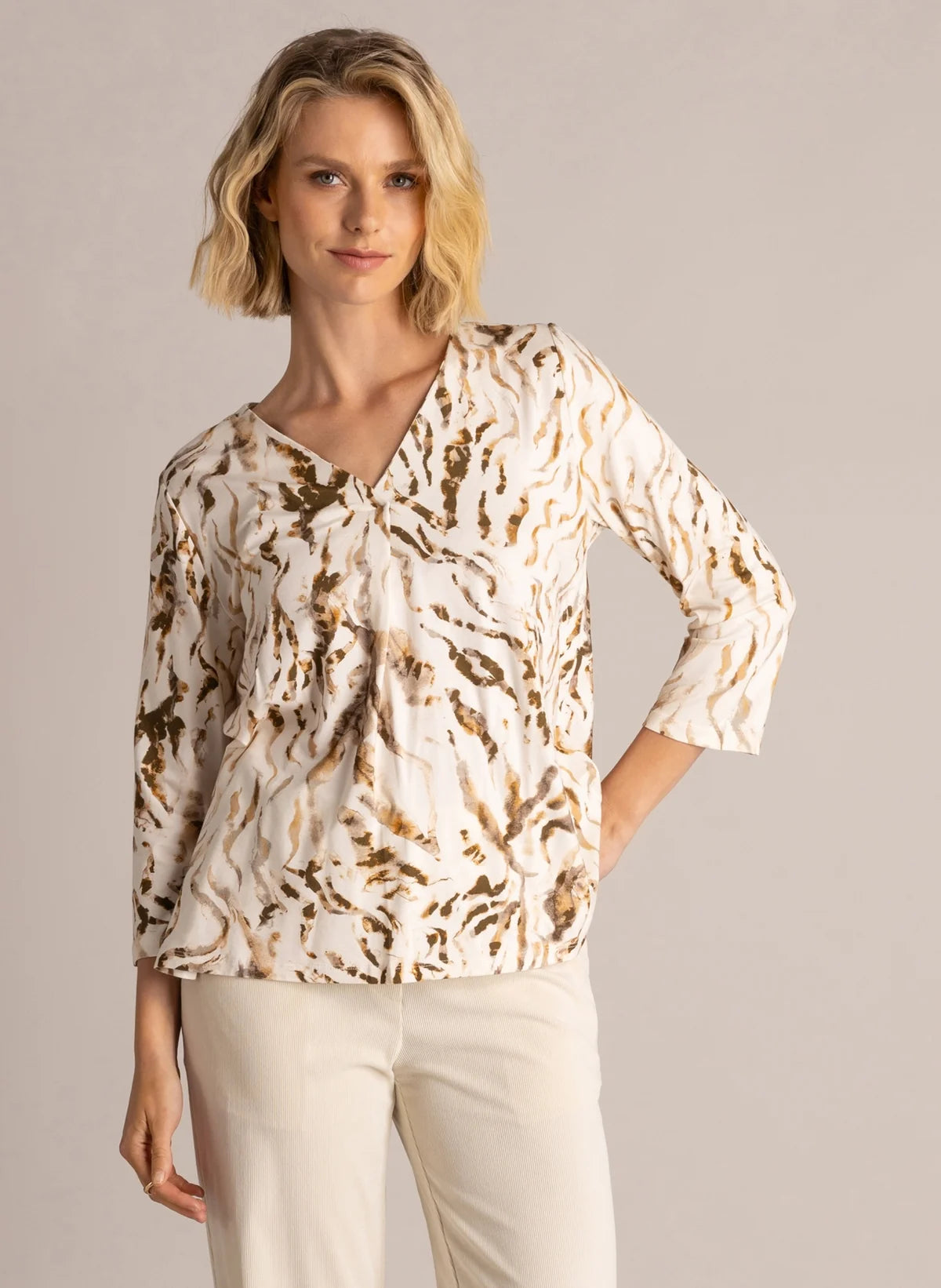 Yest Sorina Jersey Shirt - Beige Cream/Multi